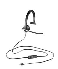 Front. Logitech - H650e Mono Wired On-ear Headset - Black.