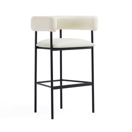 Manhattan Comfort - Onda Contemporary Metal Upholstered Vegan Leather Barstool - Ivory