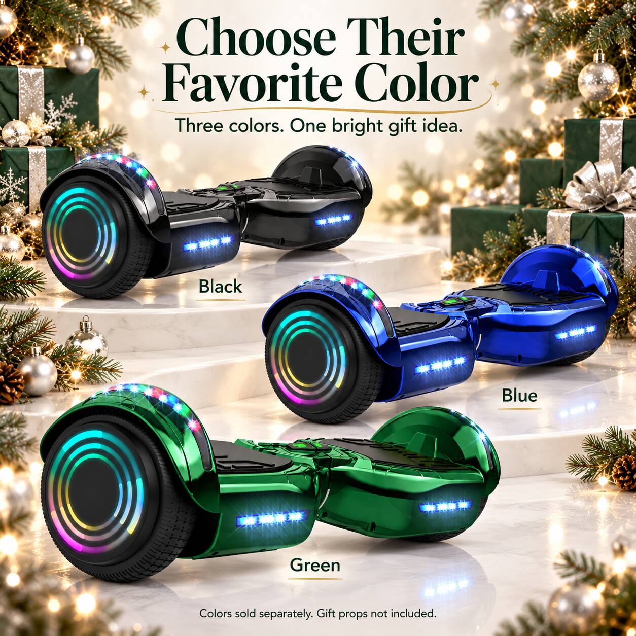 Choose Their Favorite Color  
Three colors. One bright gift idea.  
Black  
Blue  
Green  
Colors sold separately. Gift props not included.