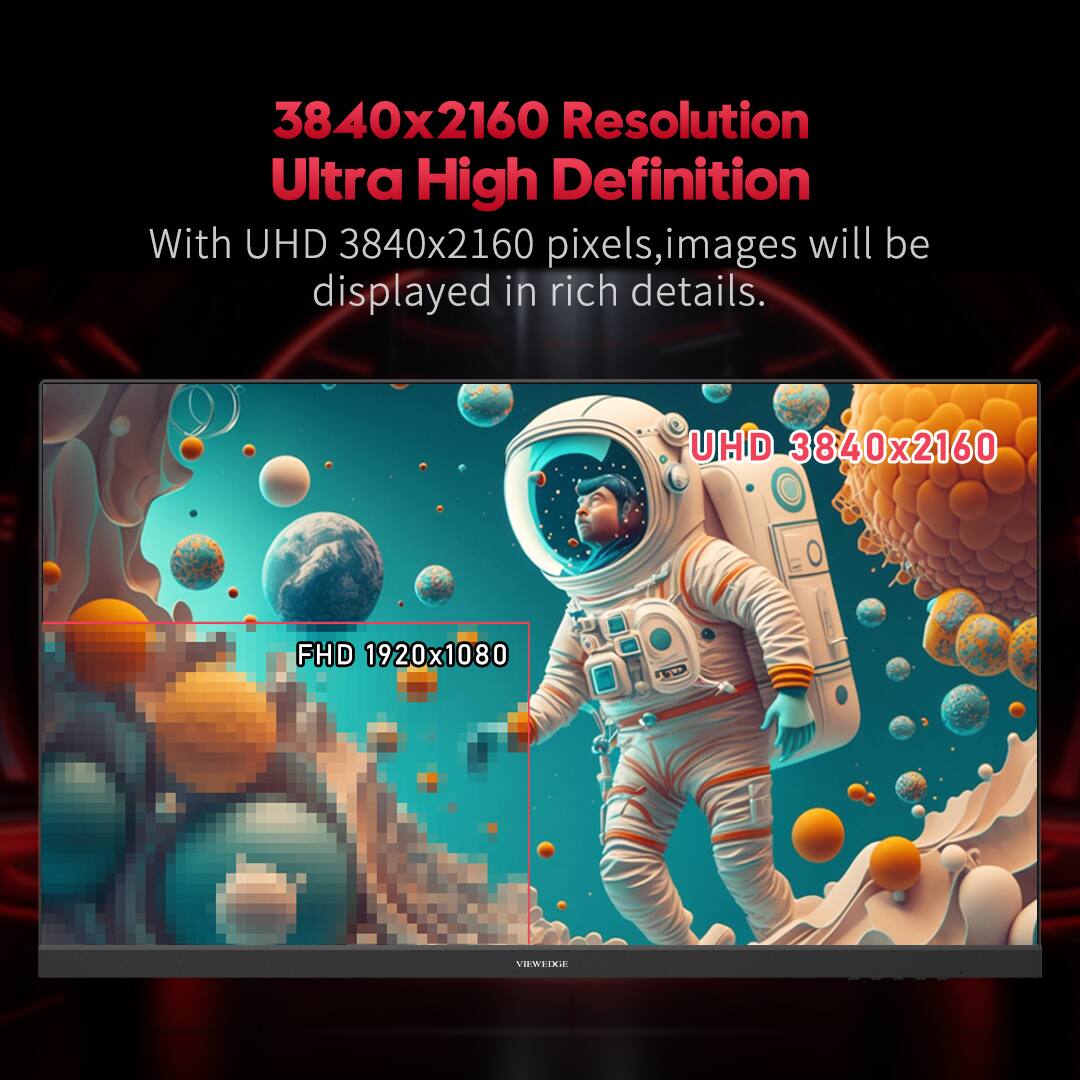 Angle. Viewedge - Viewedge 24 Inch Gaming Monitor 4K 60hz, IPS 5ms 2160p 110% sRGB, Type C,HDMI & DP Port, Built-in Speakers - Black.