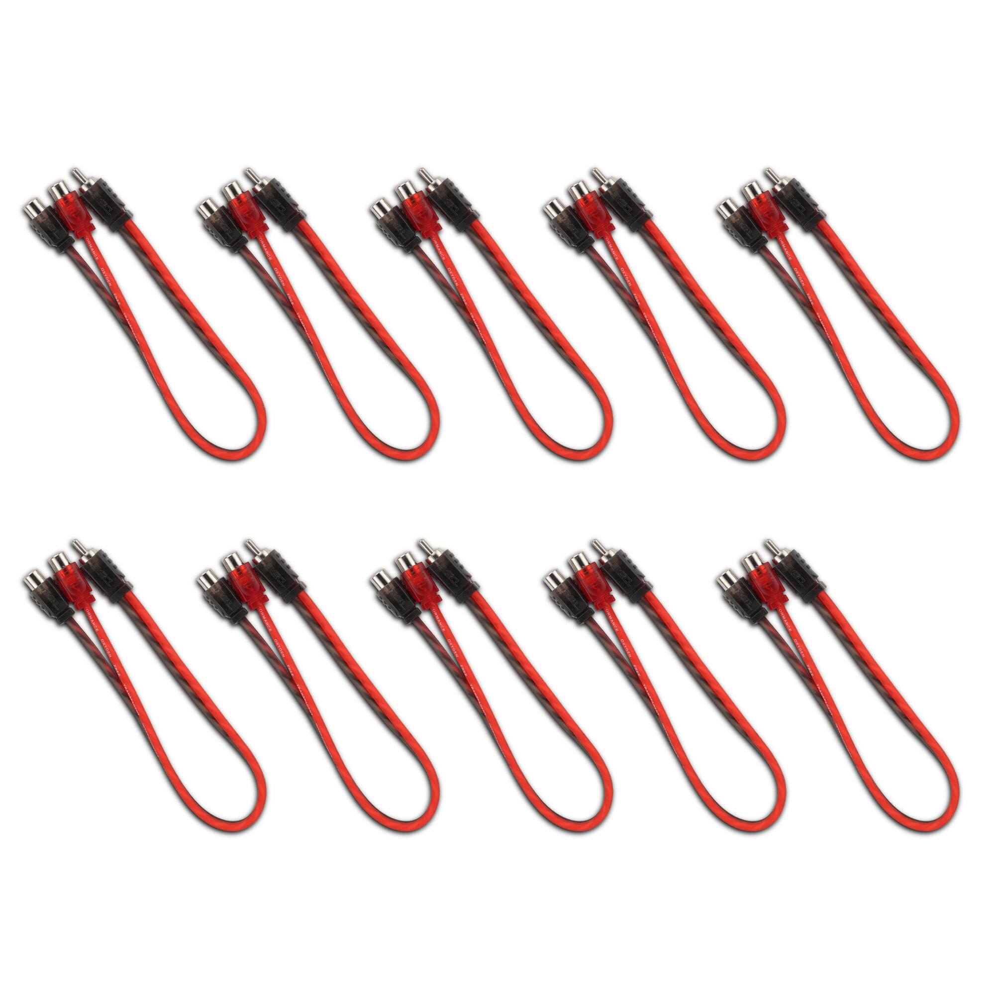 Front. DS18 Audio - Level 1 RCA Y-Splitter Cable, 1 Male to 2 Female (10-Pack).