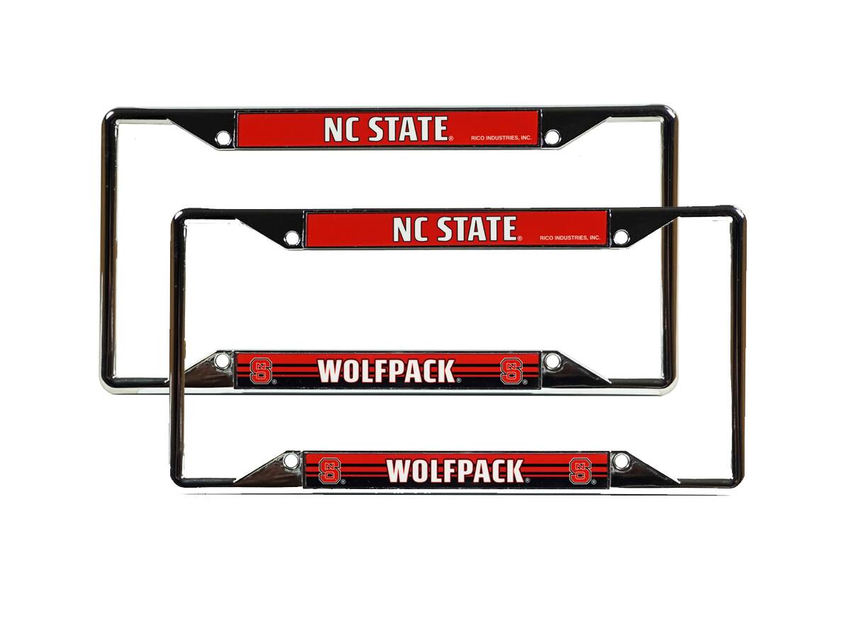 North Carolina NC State Wolfpack Chrome EZ View License Plate Frame - Set of 2 Frames