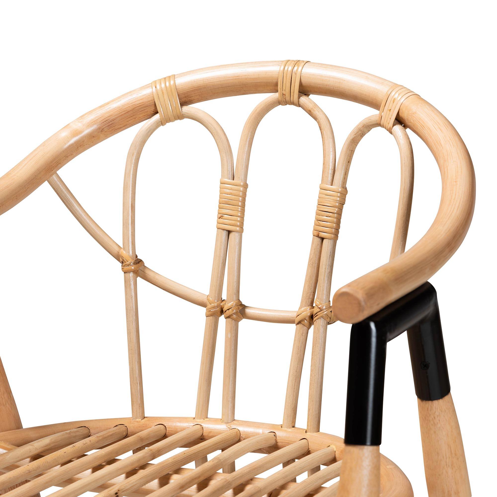 Alt View 1. bali & pari - Cyntia Modern Bohemian Natural Rattan Counter Stool - Natural Brown/Black.