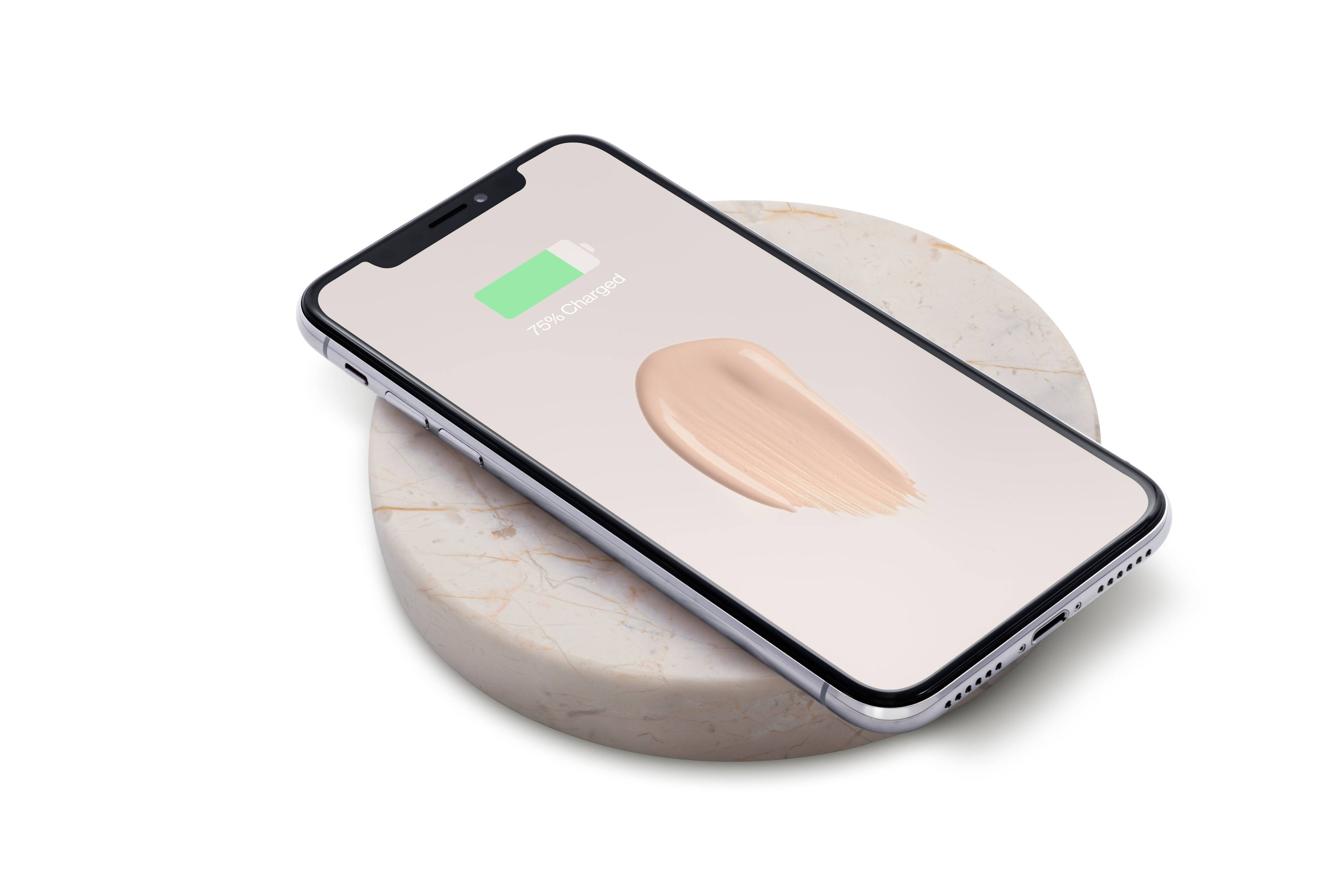 Alt View 12. Einova - Stone 10W Wireless Charging Pad for Qi-enabled Devices - Cream Marble.