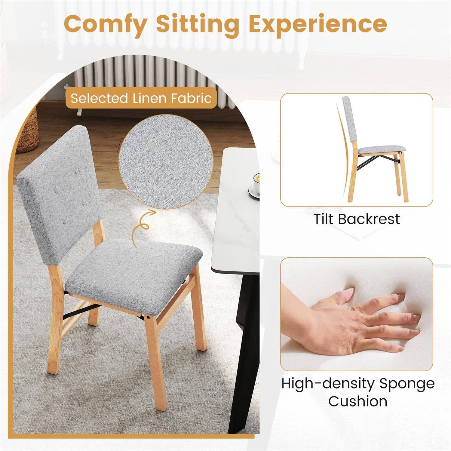 Comfy Sitting Experience

- Selected Linen Fabric
- Tilt Backrest
- High-density Sponge Cushion