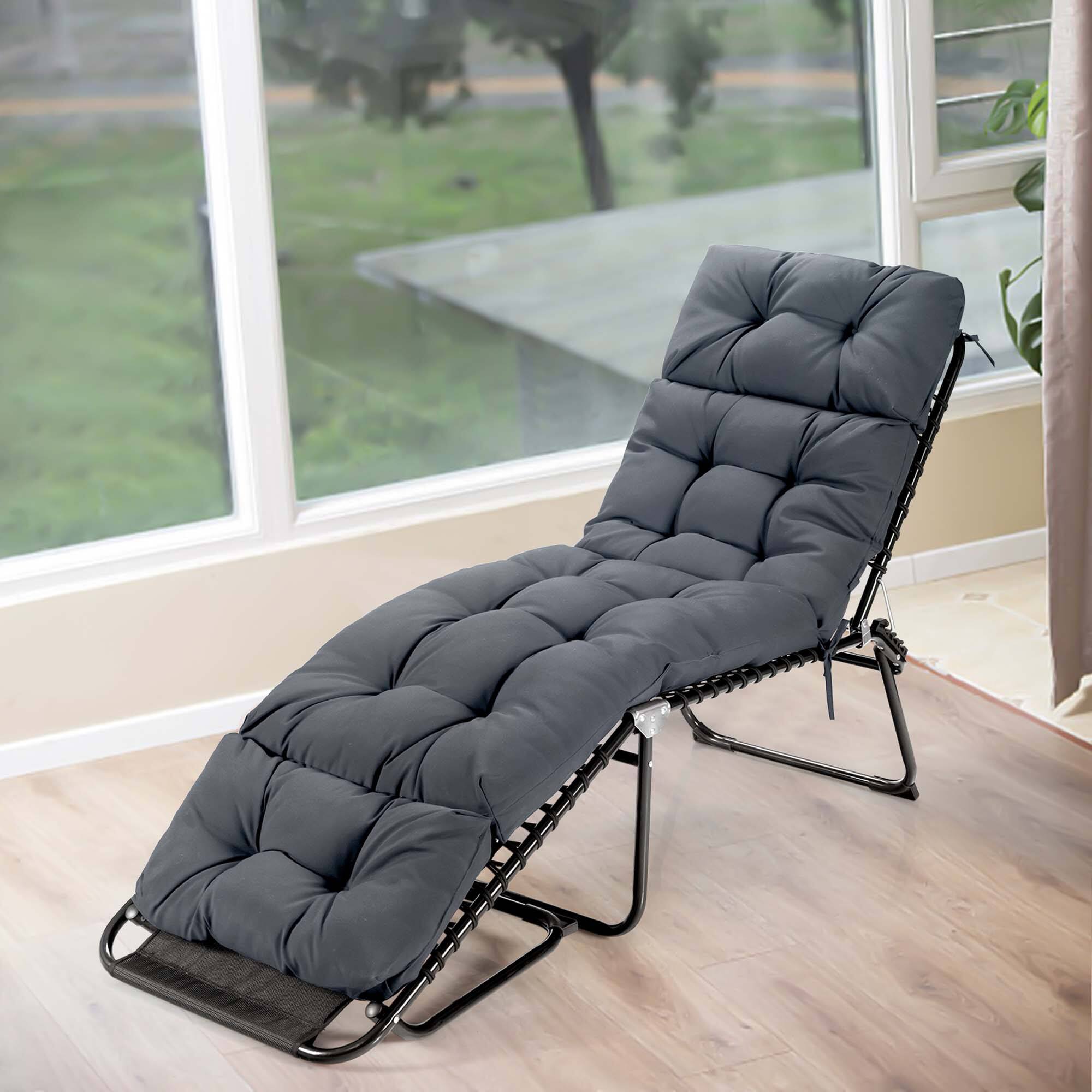 Alt View 7. Costway - Costway 2 PCS 73" Lounge Chaise Cushion Padded Recliner Cushion Indoor Outdoor - Gray.