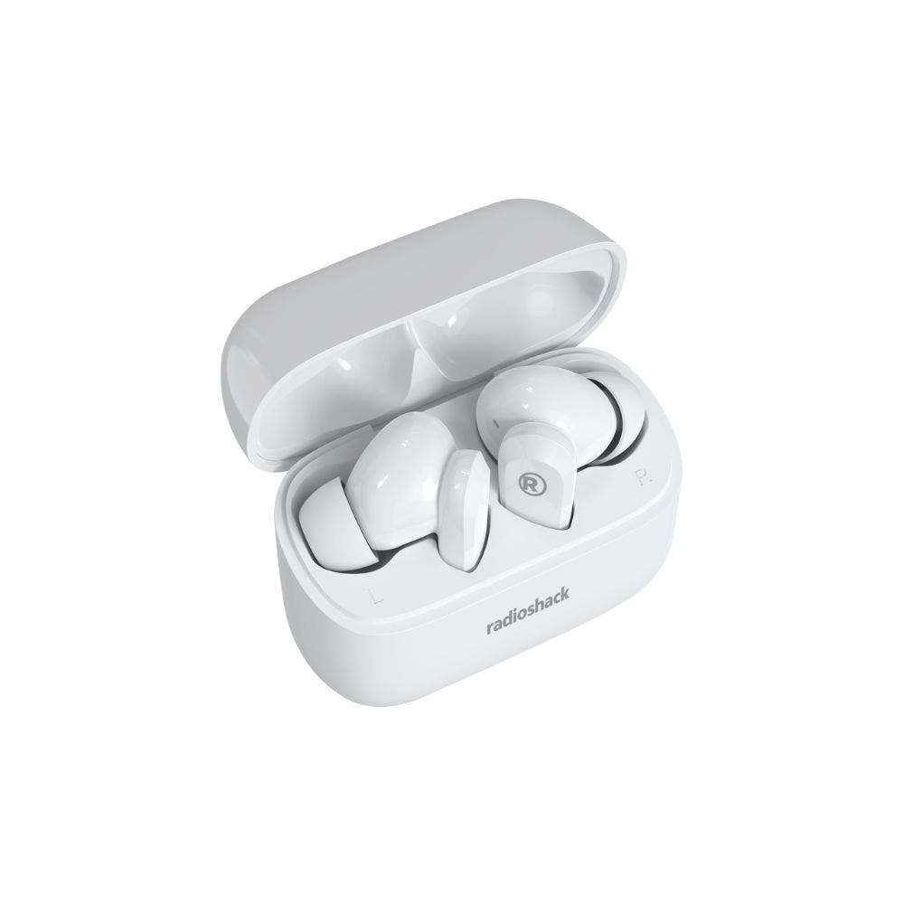 Back. RadioShack - True Wireless Earbuds 380MAH Active Noise Cancelling ENC IPX5 3304380 - White.