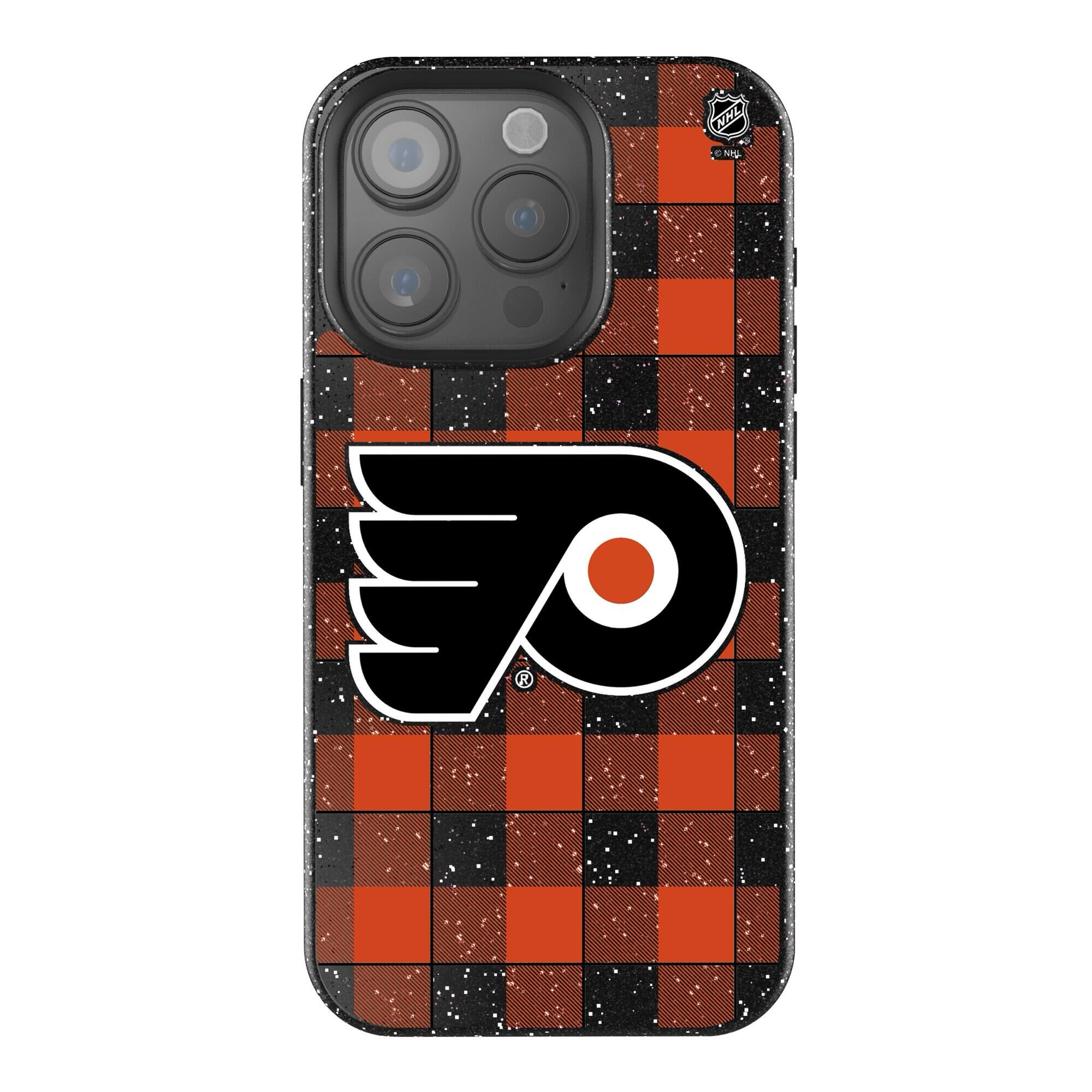Front. Keyscaper - Philadelphia Flyers Plaid Bling iPhone Case - 16 Plus - Multicolor.