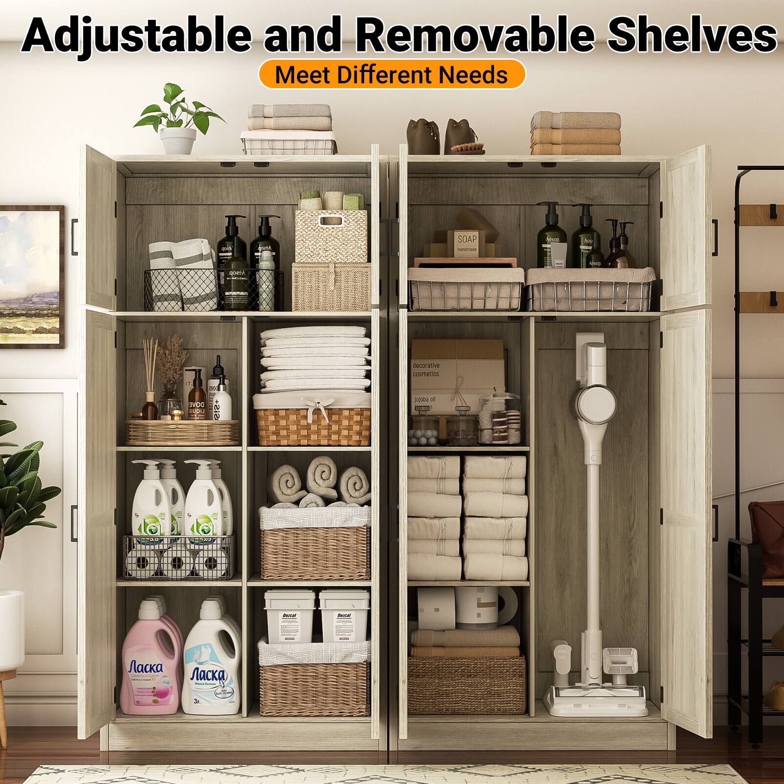 Adjustable and Removable Shelves Meet Different Needs