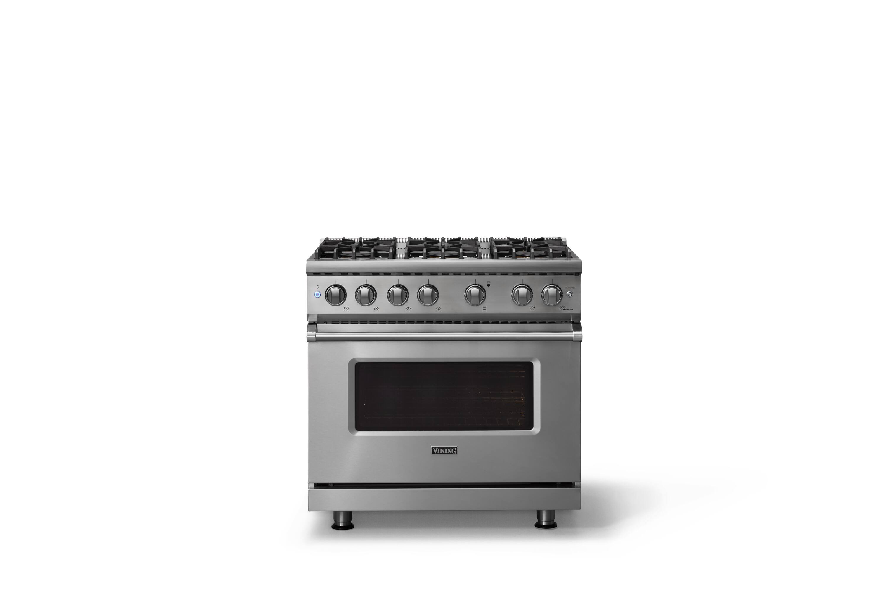 Alt View 1. Viking - 36"W. Pro5S 5.1 Cu. Ft. Freestanding Self-Clean Sealed 6 Burner LP Gas Convection Range - Stainless Steel - Stainless Steel.
