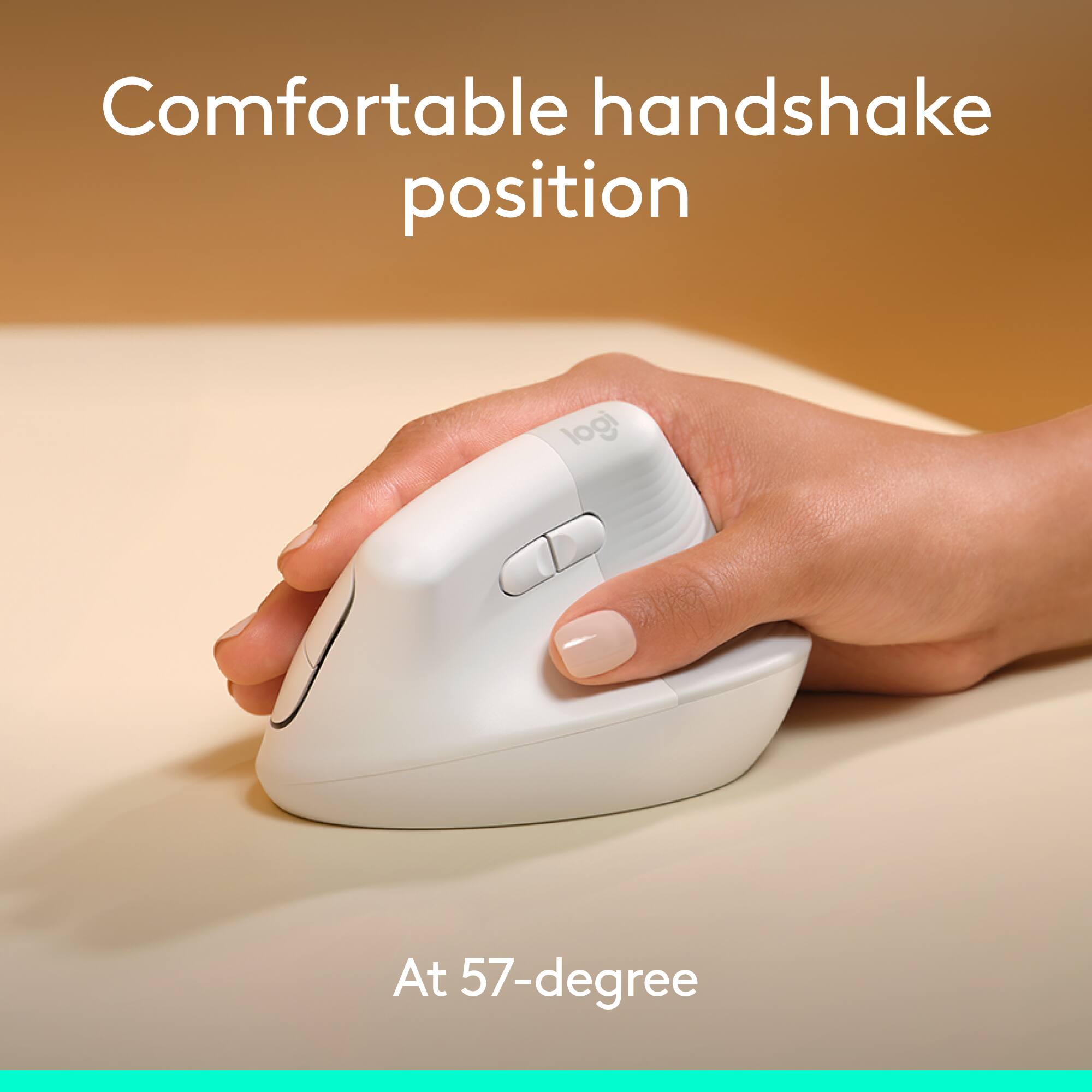 Comfortable handshake position at 57-degree