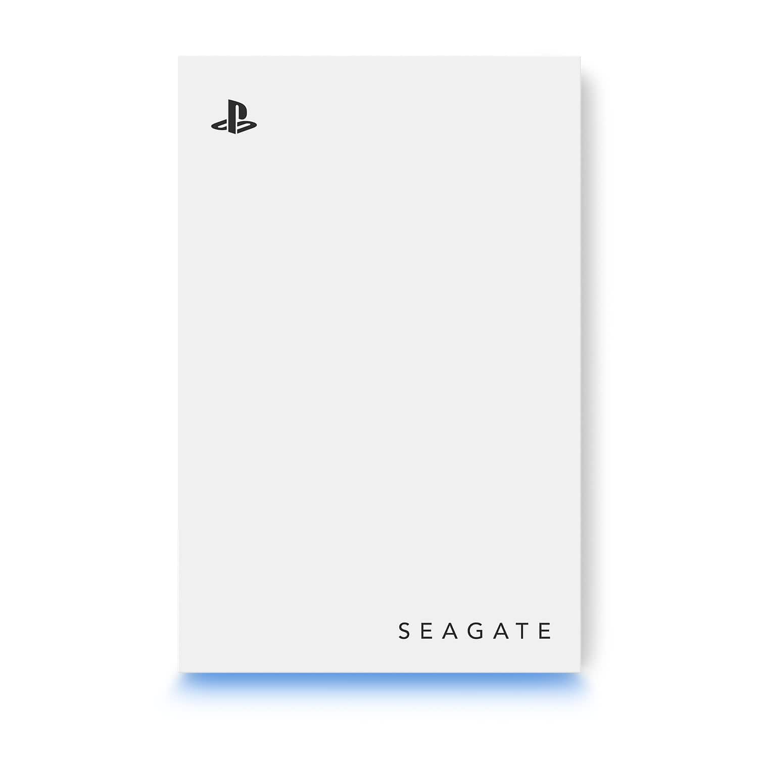 Front. Seagate - Game Drive for PlayStation Consoles 5TB External USB 3.2 Gen 1 Portable Hard Drive with Blue LED Lighting - White.