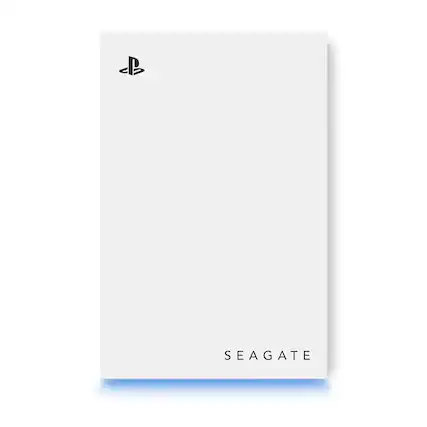 Front. Seagate - Game Drive for PlayStation Consoles 2TB External USB 3.2 Gen 1 Portable Hard Drive with Blue LED Lighting - White.