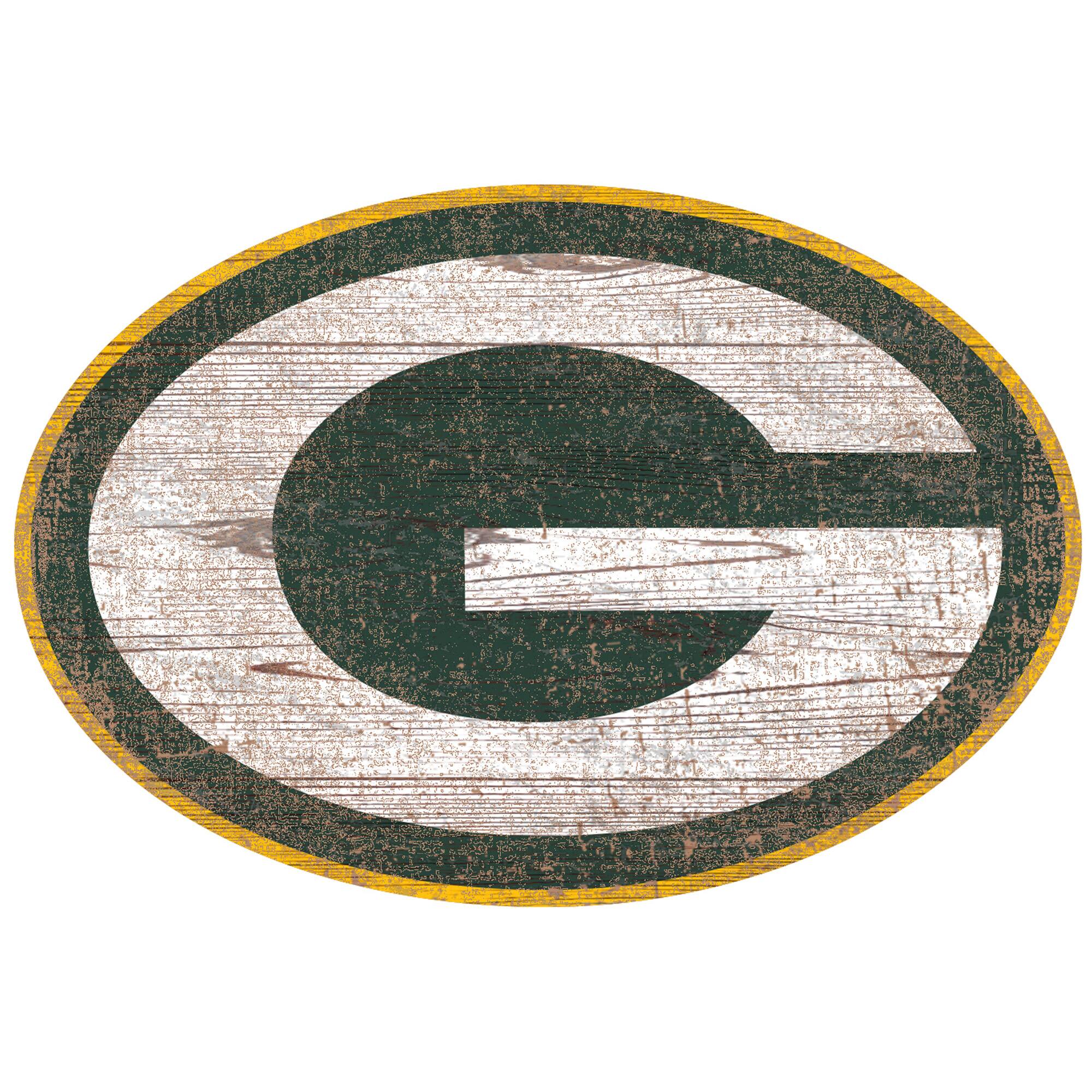 Green Bay Packers Distressed Logo Cutout Sign
