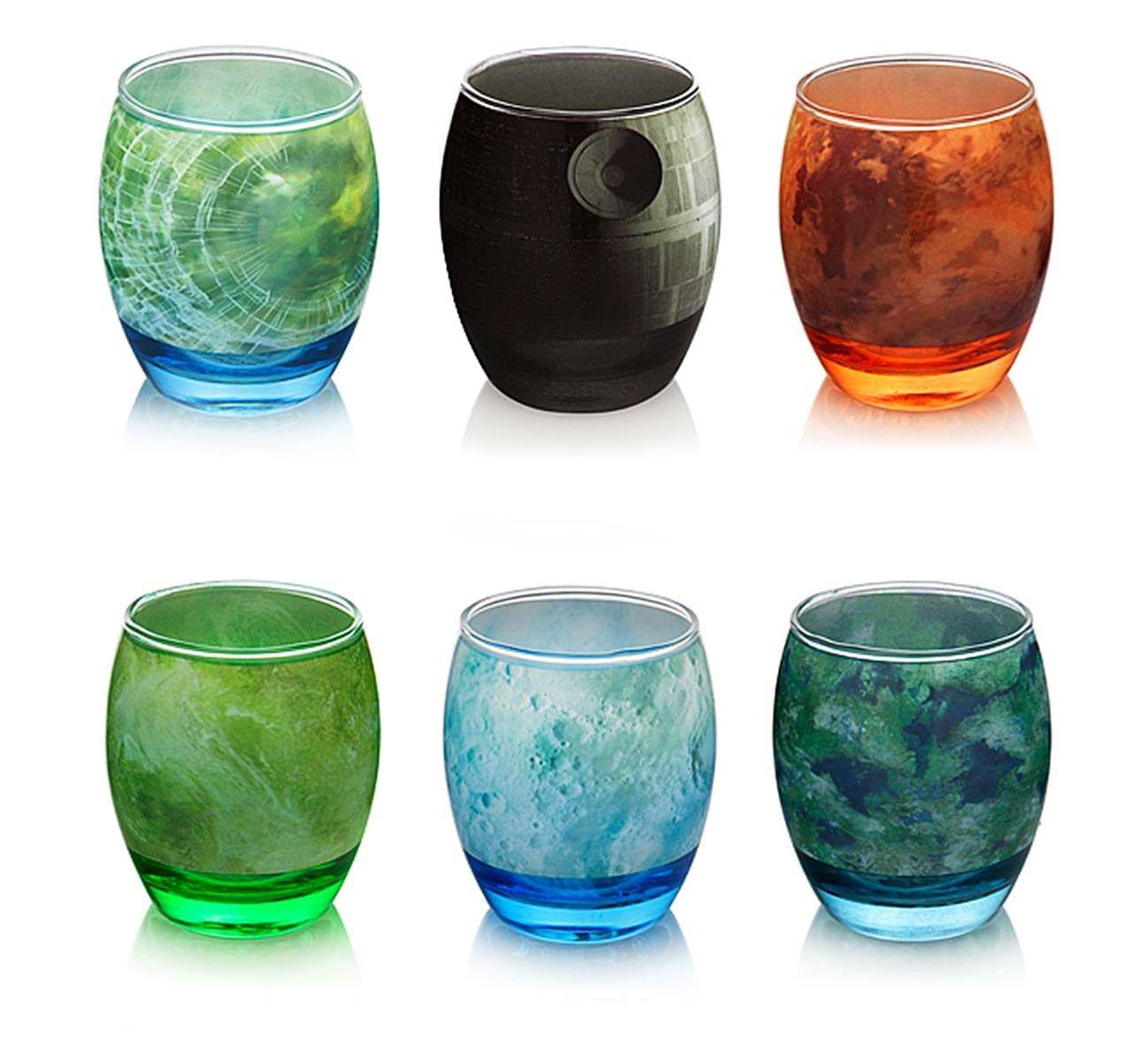 Alt View 1. ThinkGeek - Star Wars Planetary Glass Set of 6 - Green.