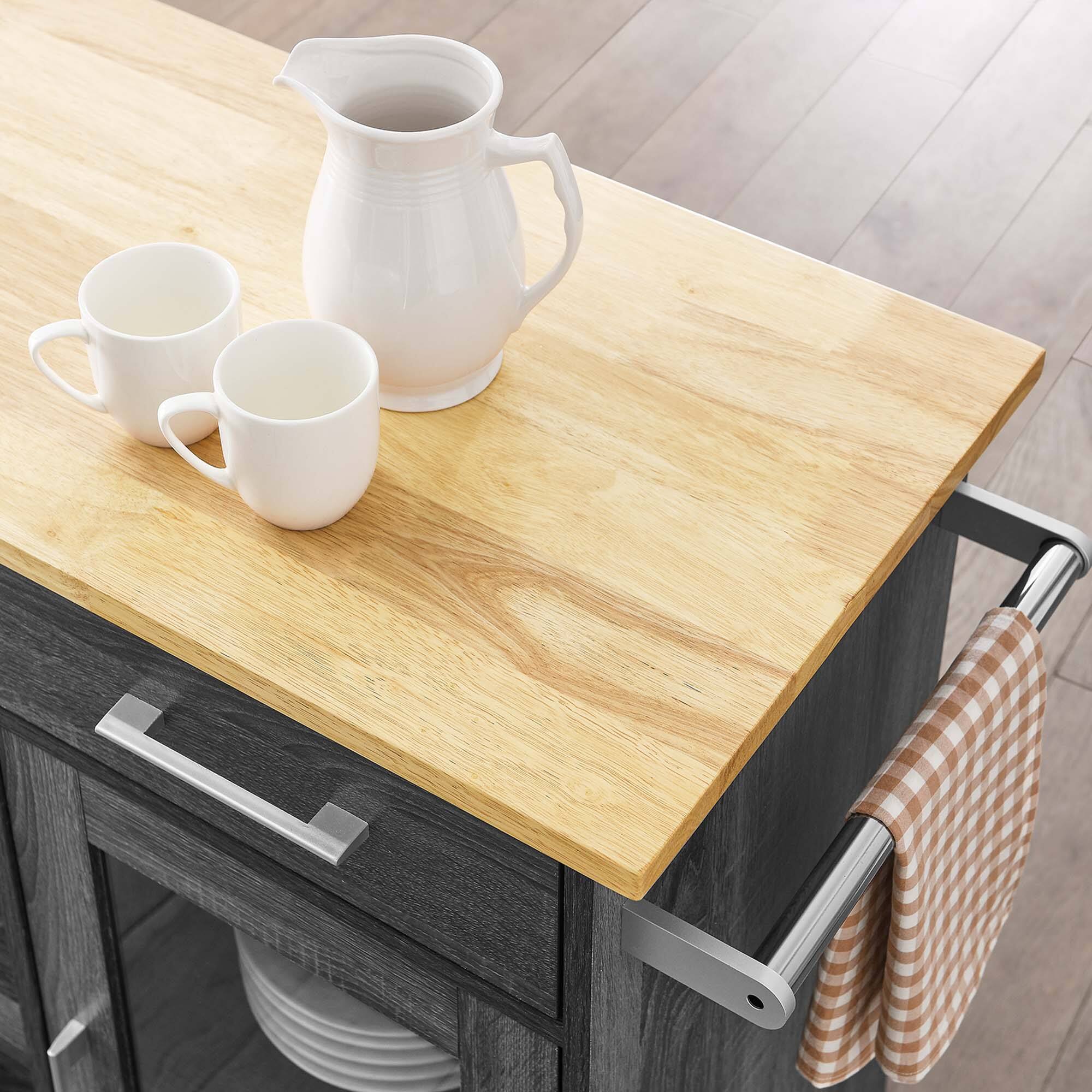 Alt View 1. Modway - Culinary Kitchen Cart With Towel Bar by Modway - Charcoal Natural.