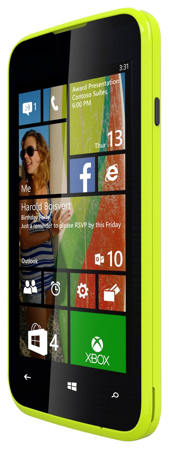 Front. BLU - Win Jr. with 4GB Memory Cell Phone (Unlocked) (International Version) - Yellow.