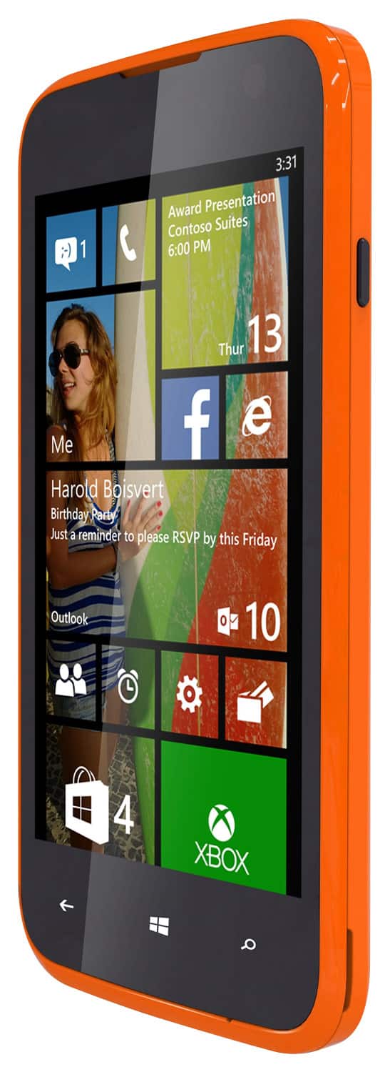 Front. BLU - Win Jr. with 4GB Memory Cell Phone (Unlocked) (International Version) - Orange.
