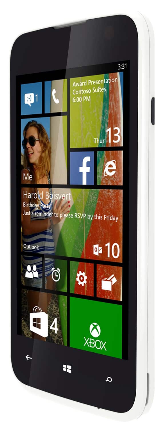 Front. BLU - Win Jr. with 4GB Memory Cell Phone (Unlocked) (International Version) - White.