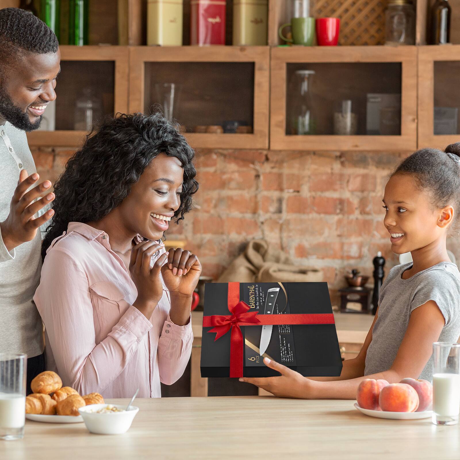 Alt View 4. Hansmart - Barenthal 6pc Steak Knives Set Ergonomic Design Dishwasher Safe Rust Resistant Mirror Finish Elegant Dining Experience - Black handle, silver blade..