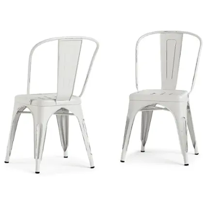 Front. Simpli Home - Fletcher Metal Dining Side Chair (Set of 2) - Distressed White.