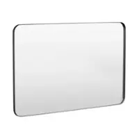 LOVMOR - 55 in. W x 36 in. H Tempered Glass Rounded Rectangle Framed Wall-Mounted Bathroom Vanity Mirror in Black - Black - Angle_Zoom