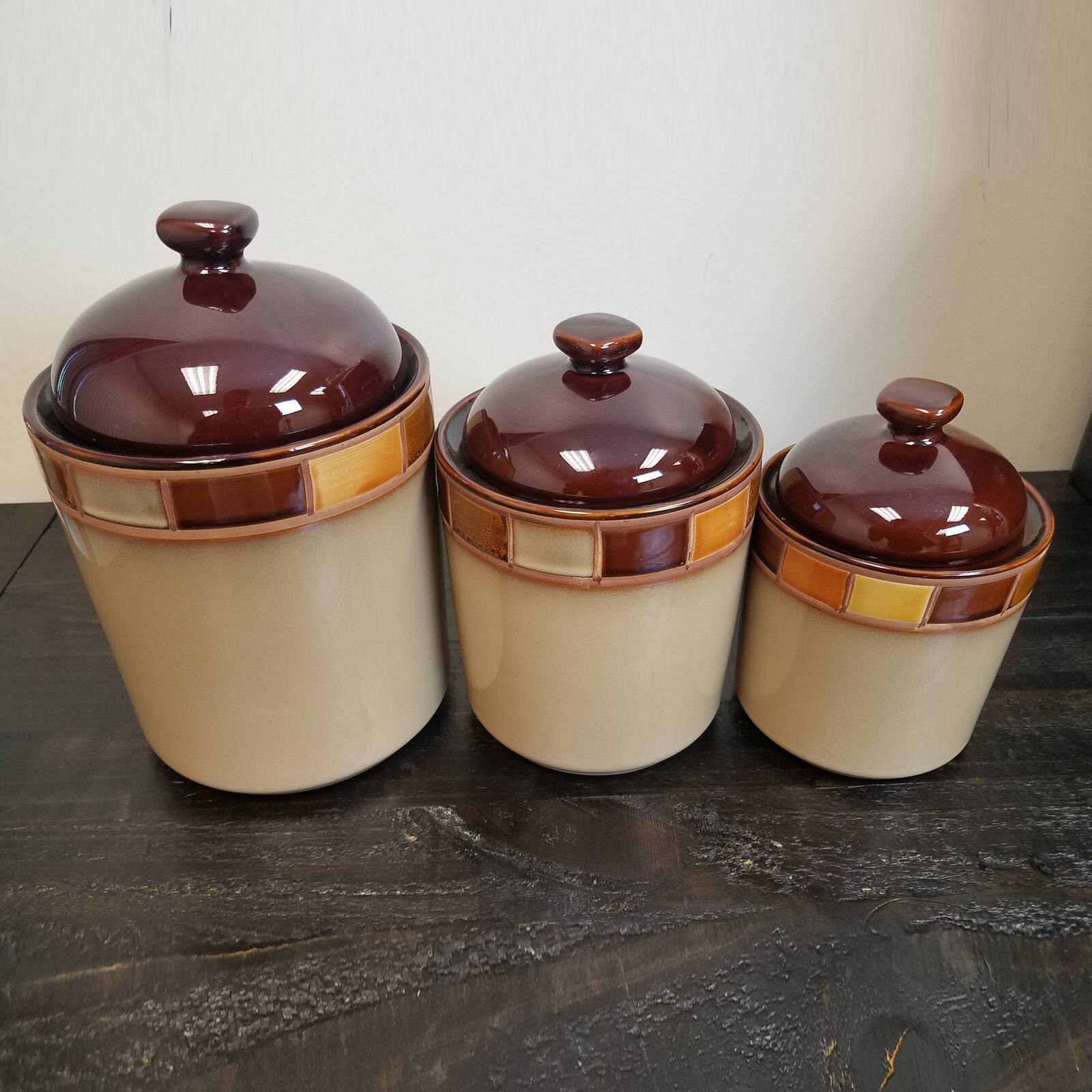 Alt View 3. Gibson - Casa Estebana 3 Piece Stoneware Storage Canister Container Jar Set.