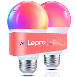 Lepro - A19 Smart LED Light Bulbs, 800 Lumens (2 Pack) - Color Changing
