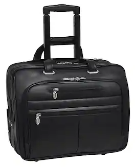 McKleinUSA - 17-Inch Wheeled Laptop Case WRIGHTWOOD ABS Frame Dual Protection, Padded Sleeve, Front Organizer, Smart Attachment Strap - Black