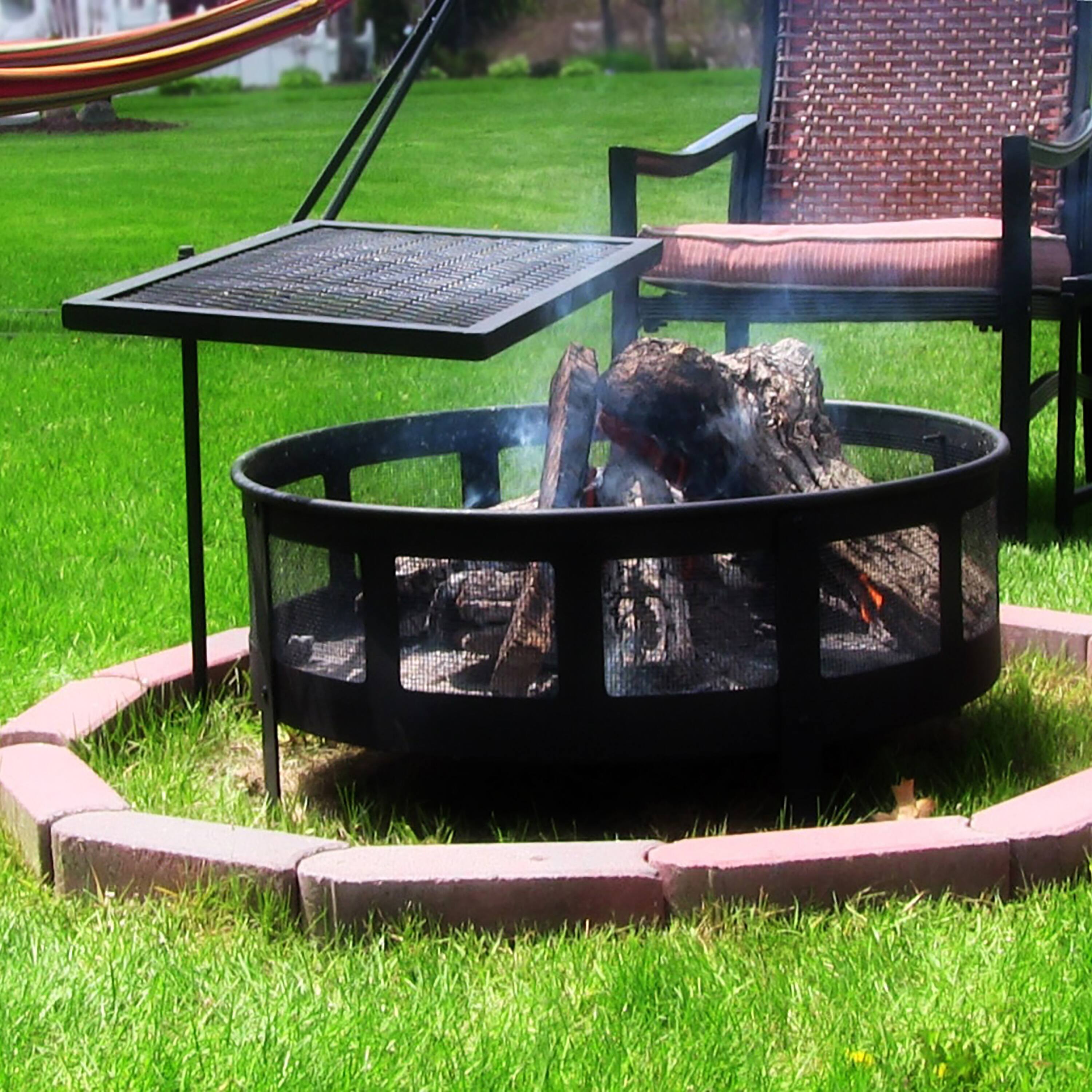 Alt View 4. Sunnydaze - 24 in Steel Fire Pit Cooking Swivel Grill with Heat Resistance - Black.