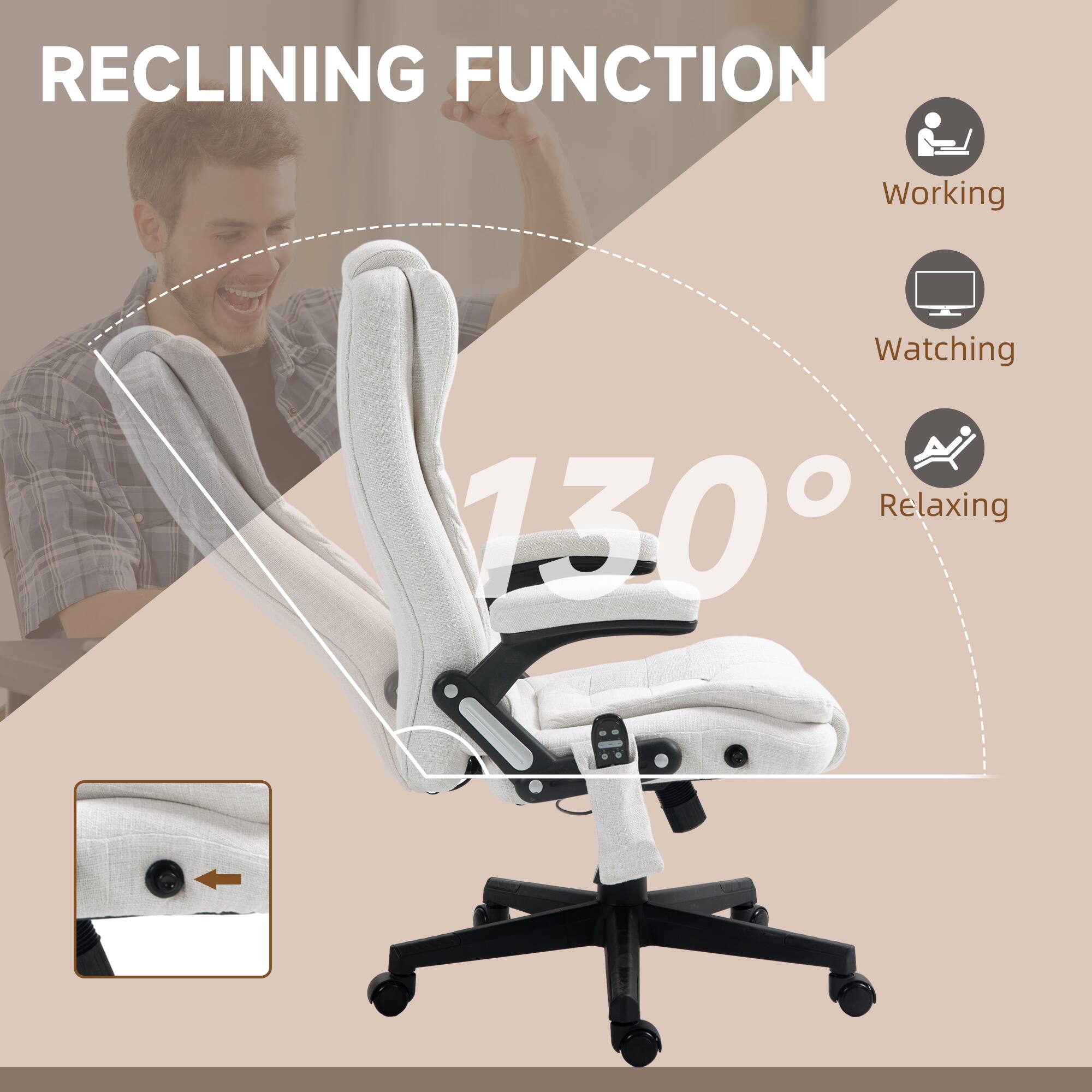 RECLINING FUNCTION Working Watching Relaxing 130°