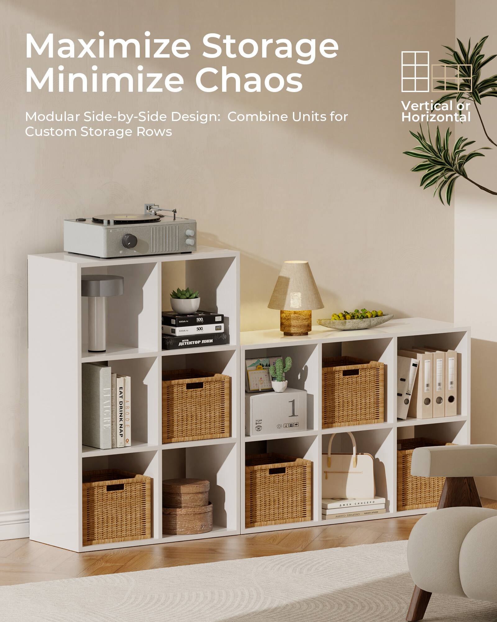 Maximize Storage  
Minimize Chaos  

Modular Side-by-Side Design: Combine Units for Custom Storage Rows  

Vertical or Horizontal