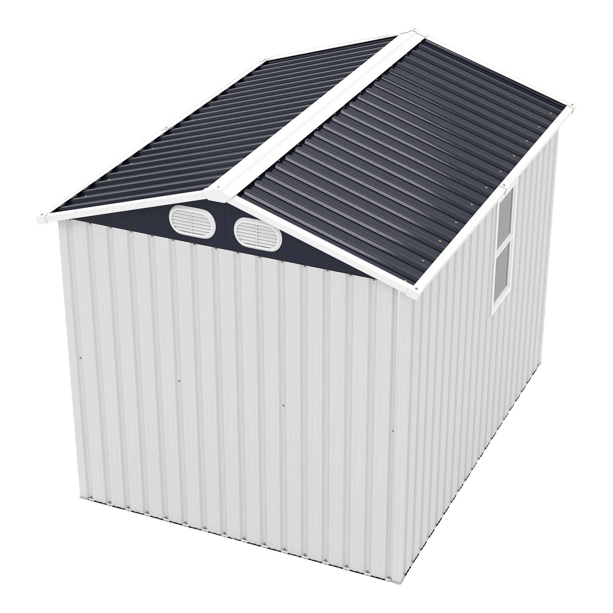 Alt View 8. Loheer - Loheer 8x6 FT Metal Outdoor Storage Shed Waterproof Backyard Garden Tool Shed with Lockable Doors White.