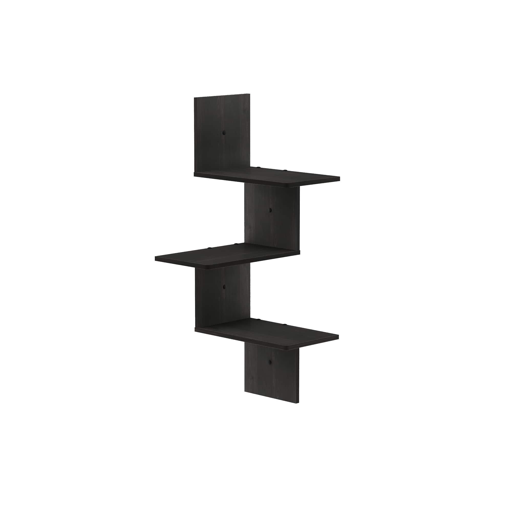 Furinno - Rossi Modern 3-Tier Wall Floating Corner Shelf - Espresso