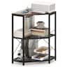 Costway - Corner Printer Stand with Charging Station Adjustable Metal Mesh Shelf - Brown
