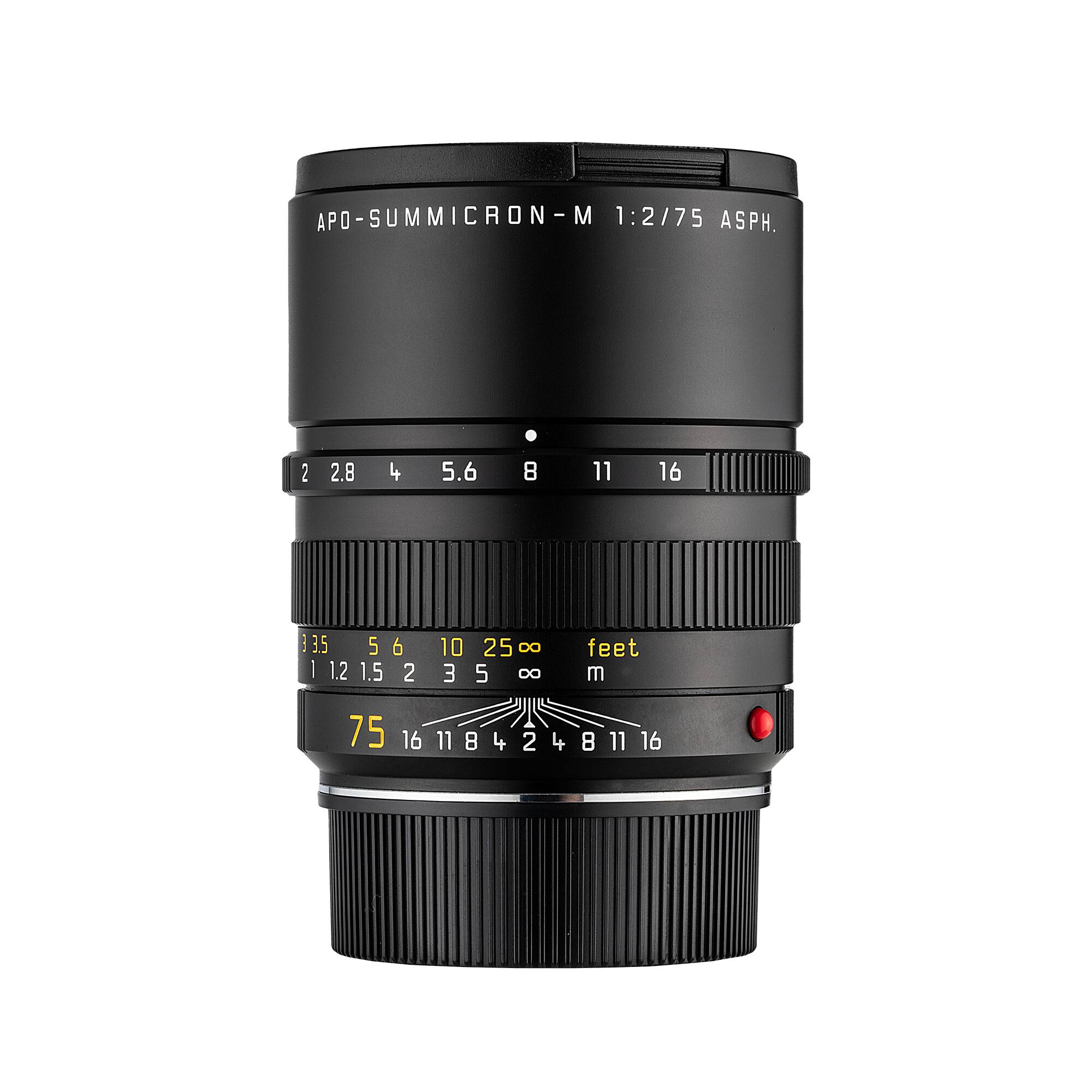 APO-SUMMICRON-M 1:2/75 ASPH.  
2 2.8 4 5.6 8 11 16  
3.5 5 6 10 25 ∞  
1.2 1.5 2 3 5 ∞  
feet m  
75 16 11 8 4 2  
11 8 4 2 4 8 11 16