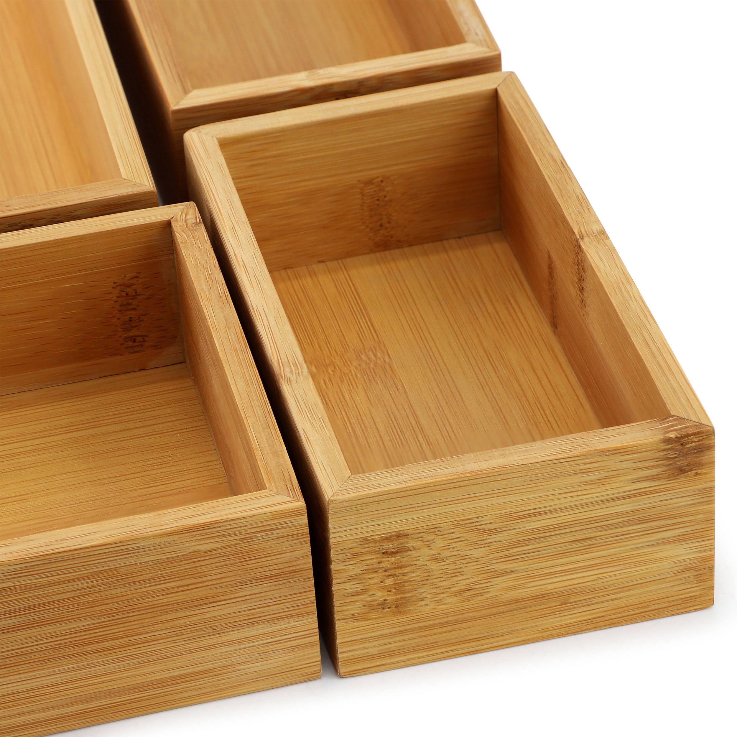 Back. MegaChef - MegaChef 5 Piece Bamboo Storage and Organization Trays - Brown.