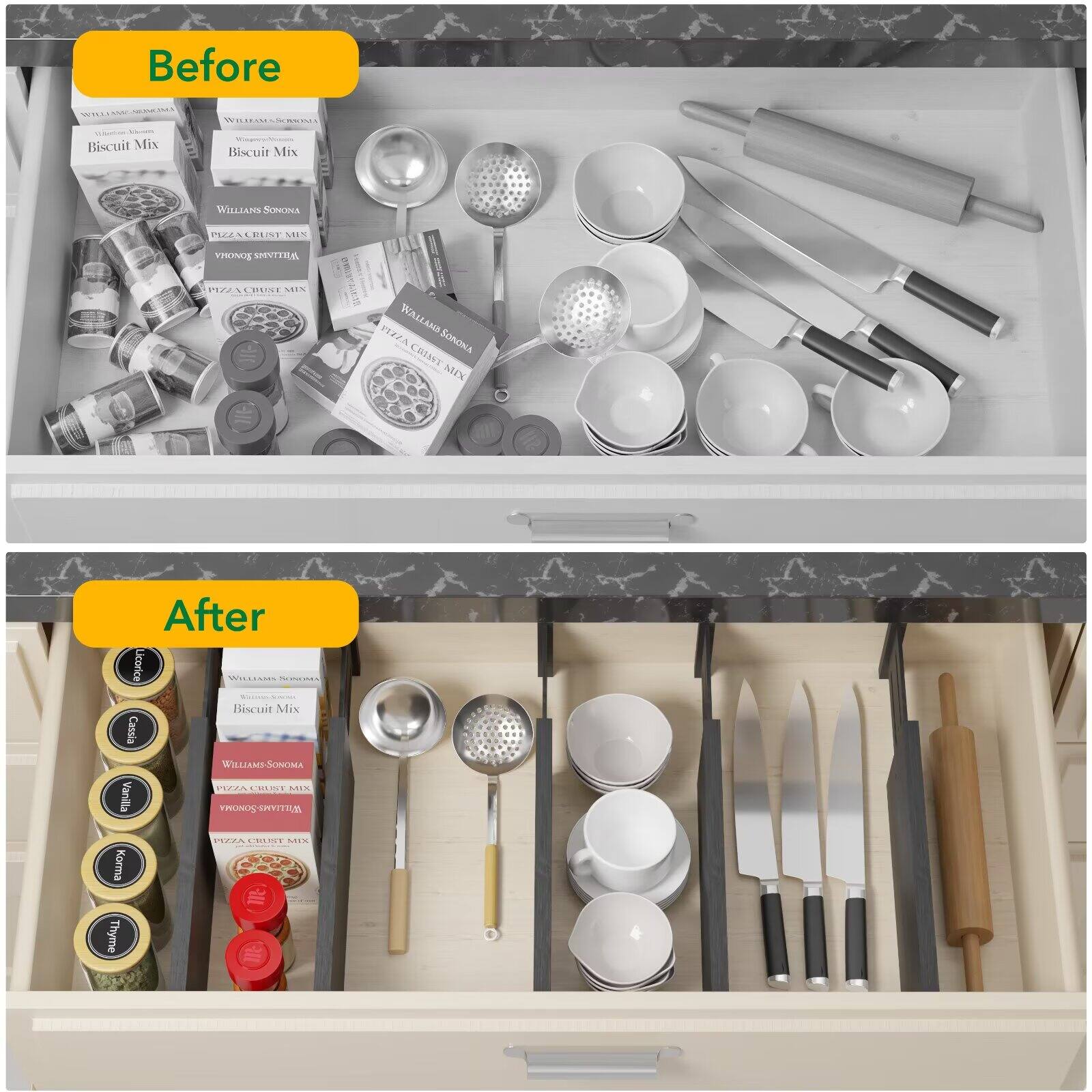 Before WISA - . nbud Biscuit Mix WESRAN IS  Biscuit Mix WILLIAPS SONONA PLZN E PE  THON SVIIEA PS 1IIE MIN SORATWO VIZZA WALLAMS WALLANS SORONA VZACRT MI SOnOwA CIIMT StN After Licorica SAA O Bsuit Mix Cassia WILLIAME-SONOMA ALN MSS Vanilla RUNUS STiO Korma  LT NEK Thyme