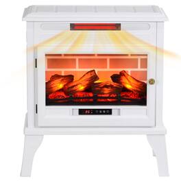 Resenkos - 24" Electric Fireplace Stove, 1000W/1500W Freestanding Fireplace Heater with Overheat Protection, Remote Control - White