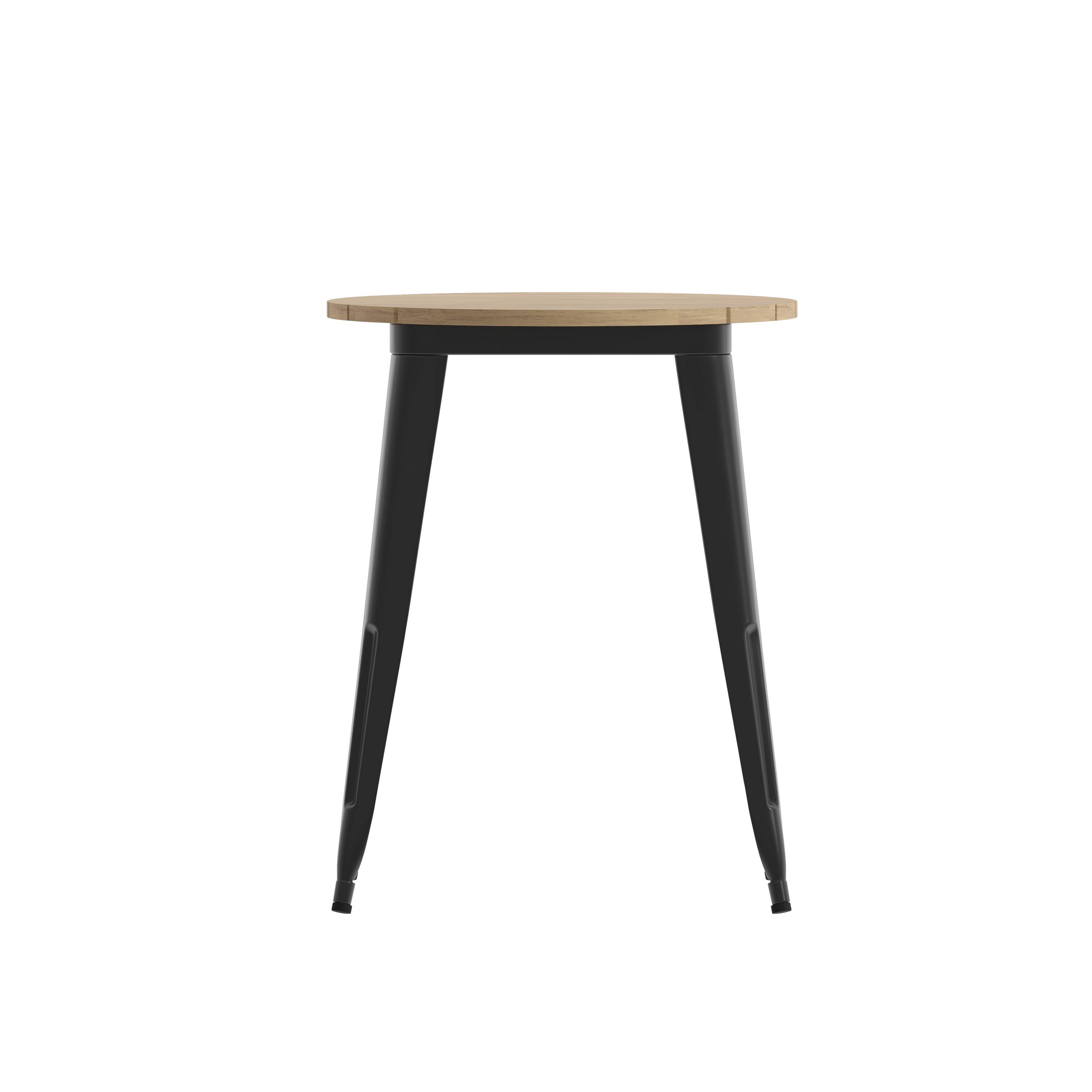 Alt View 8. Emma + Oliver - Drew Indoor/Outdoor Dining Table, 23.75" Round All Weather Poly Resin Top with Steel Base - Brown Top/Black Frame.
