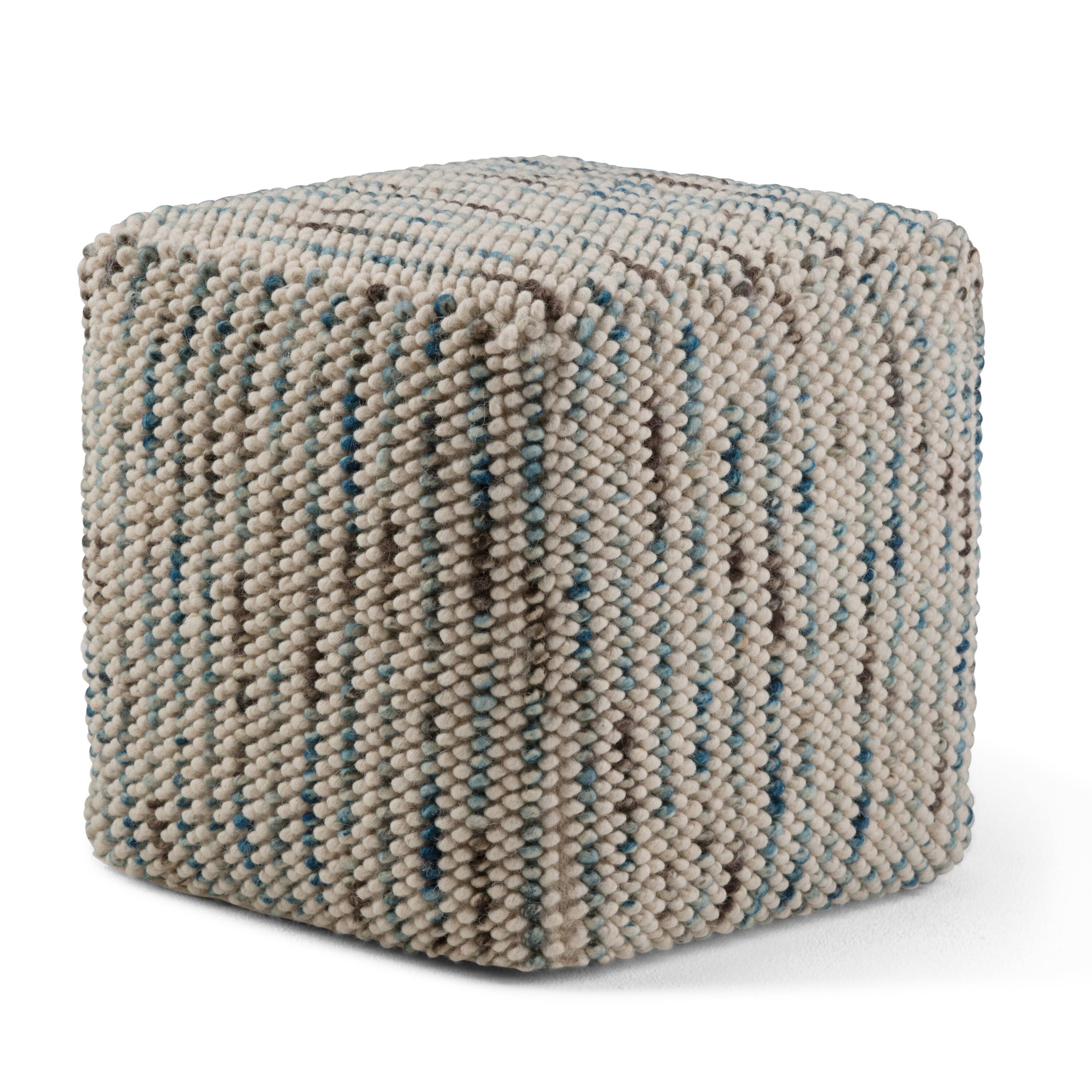 Angle. Simpli Home - Zoey Woven Cube Pouf - Multi Color.