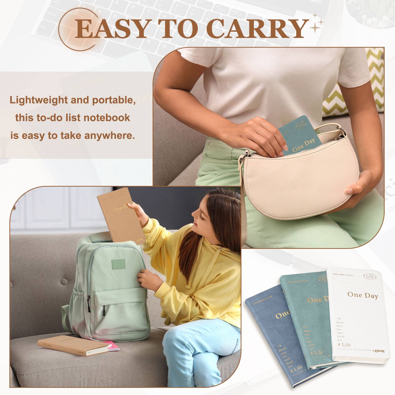 EASY TO CARRY

Lightweight and portable, this to-do list notebook is easy to take anywhere.

One Day