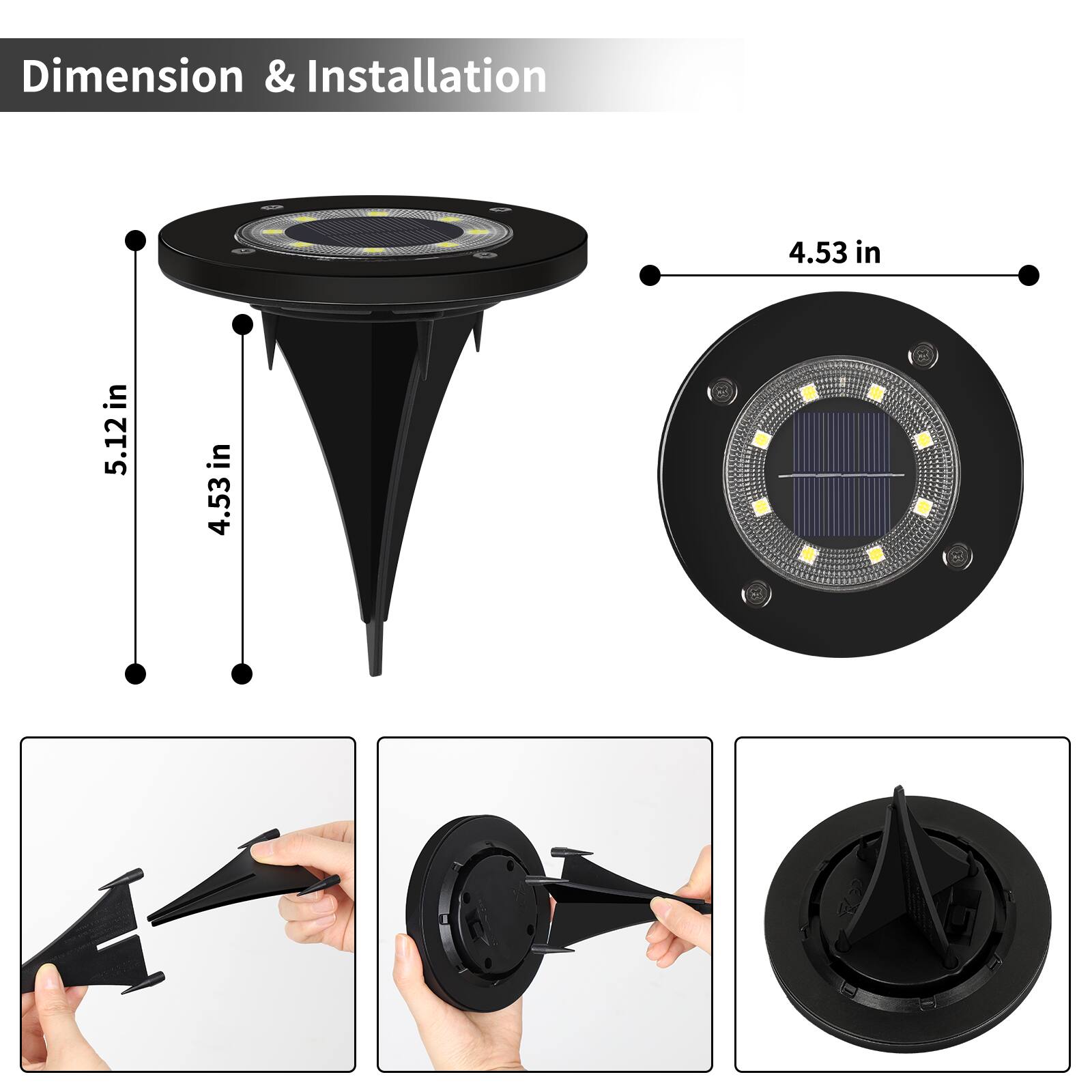 Dimension & Installation

4.53 in  
5.12 in  
4.53 in