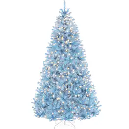 Best Choice Products - 6ft Pre-Lit Christmas Tree, Artificial Holiday Decoration w/ 250 Lights - Baby Blue