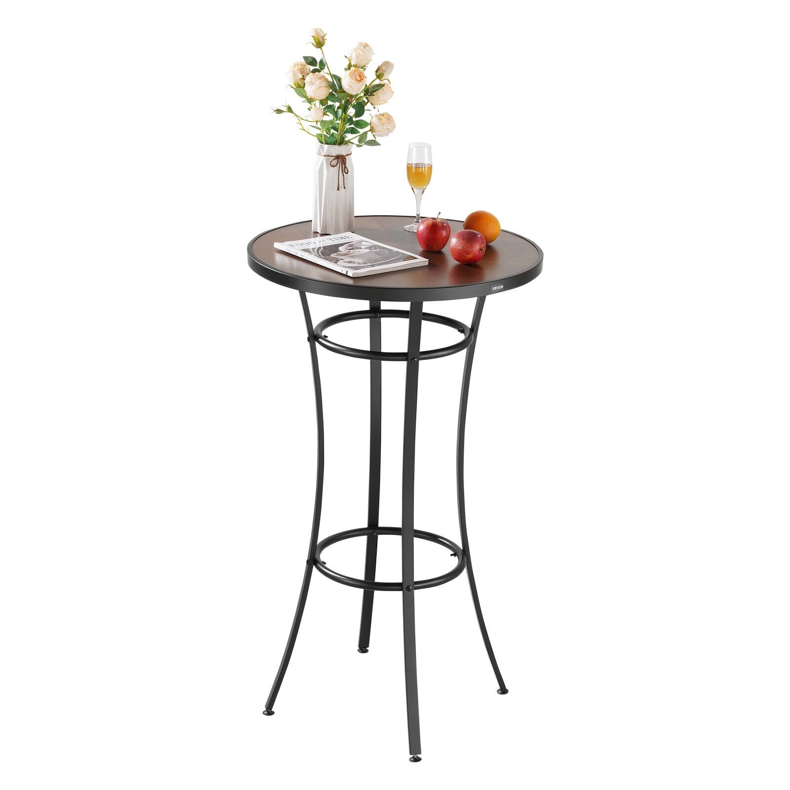 Alt View 5. VEVOR - Outdoor Round Bar Table, 23.7 in Counter Bar Height Bistro Table, Patio Dining Tables with Easy-to-Clean Top&Metal Frame - Black, Brown.