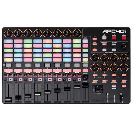 APC40 MKII
- PLAY
- RECORD
- SESSION
- STOP ALL CLIPS
- PAN
- SENDS
- USER
- METRONOME
- TAP TEMPO
- TEMPO
- DEVICE CONTROL
- MASTER
- CUE LEVEL
- BANK SELECT
- 1 A/B
- 2 A/B
- 3 A/B
- 4 A/B
- 5 A/B
- 6 A/B
- 7 A/B
- 8 A/B
- S
- S
- S
- S
- S
- S
- S
- S
- MASTER
- DEVICE ON/OFF
- DEVICE LOCK
- CUE/VIEW
- DEVICE VIEW
- BANK
- SHIFT
- BANK SELECT
- A
- B
- AKAIDI PROFESSIONAL