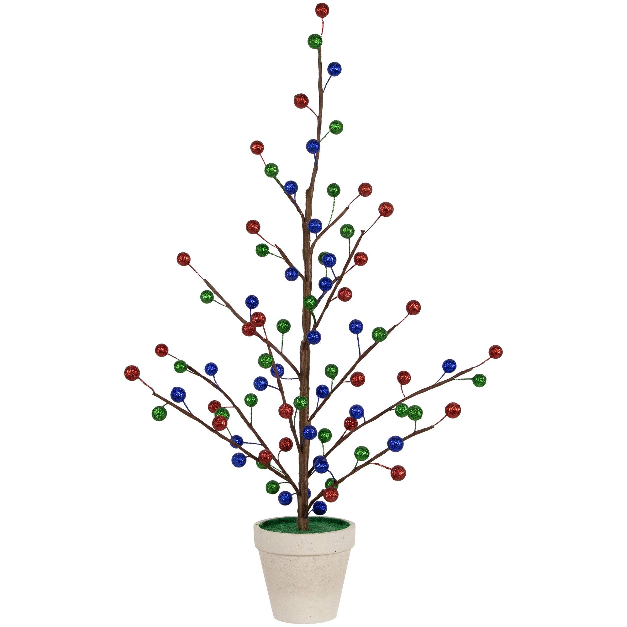 Front. Northlight - Glittered Ball Ornament Artificial Christmas Tree - Unlit - 24" - Multi.