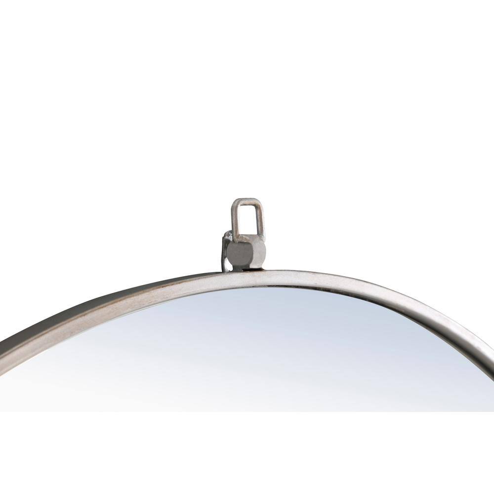 Alt View 2. Elegant Decor - Metal frame Round Mirror with decorative hook 24 inch Silver finish - Silver.