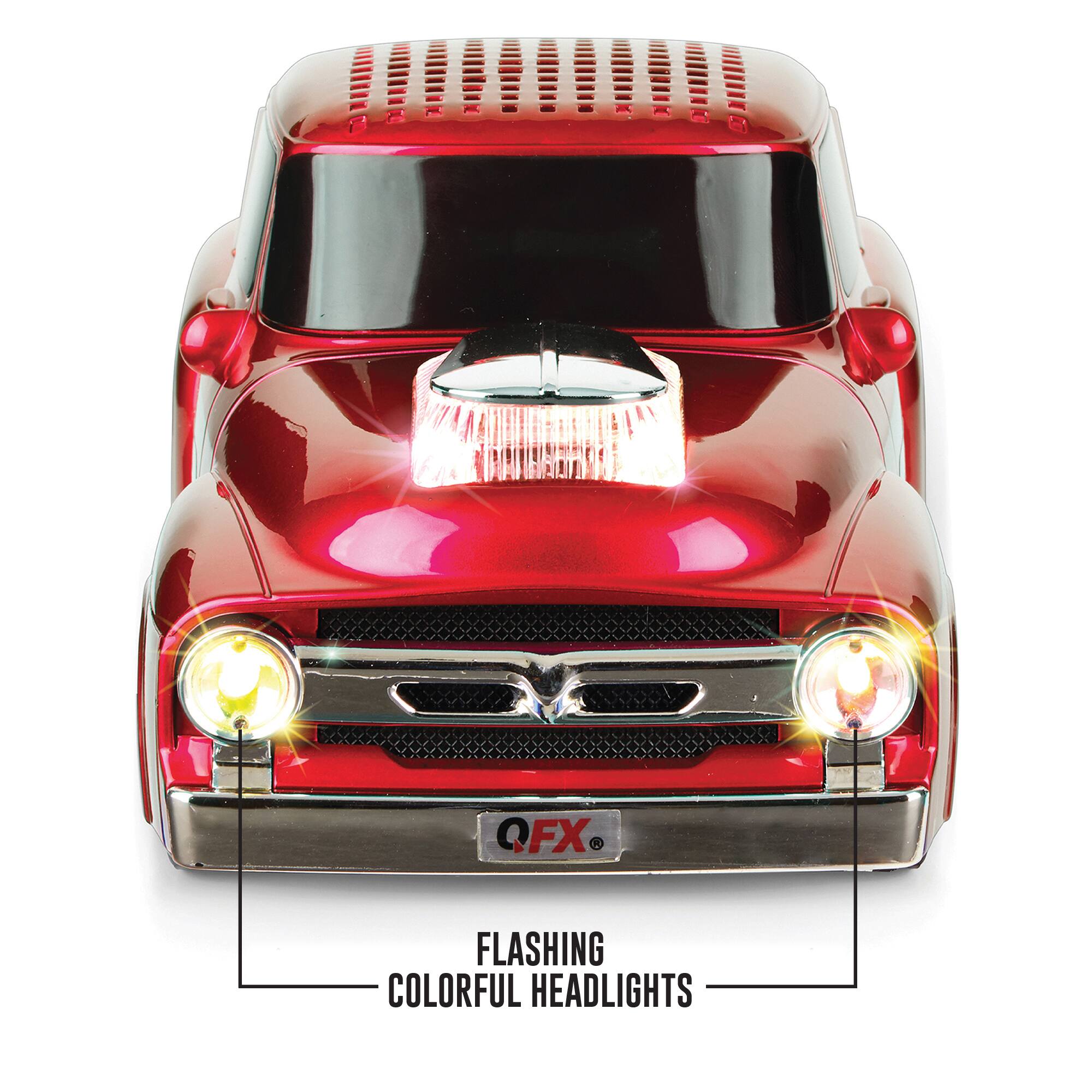 Alt View 1. QFX - Retro Truck Portable Bluetooth Speaker with Bass Radiator and LED Lights - Red.