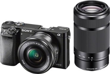 Sony - Alpha a6000 Mirrorless Camera Two Lens Kit with 16-50mm and 55-210mm Lenses - Black - Front_Zoom